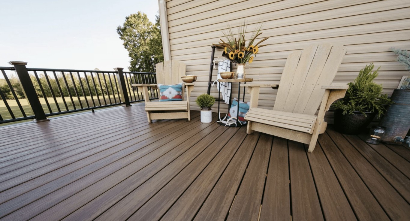 Beautiful custom deck with outdoor furniture in Schenectady, NY